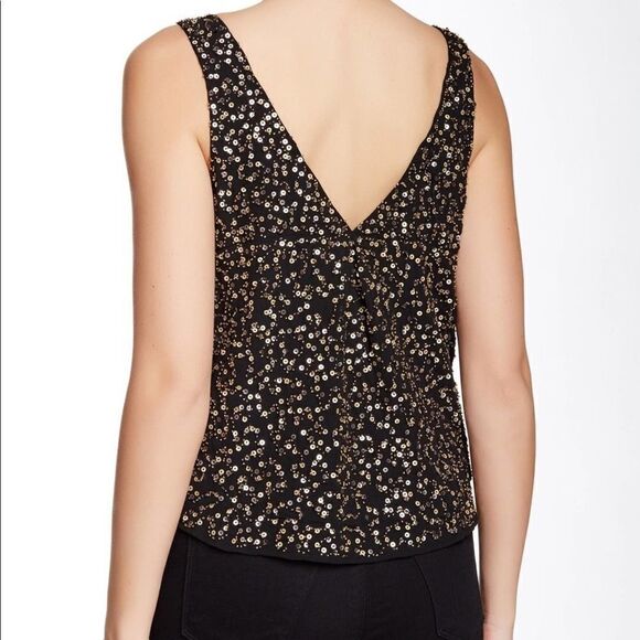Harlowe & Graham Black & Gold Sequin Top - Picture 3 of 9
